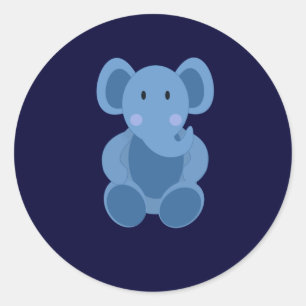 Baby: Blue Elephant Stuffspielzeug-Aufkleber Runder Aufkleber
