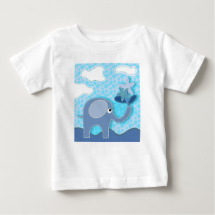 Baby Blue Elephant und Blume Baby T-shirt