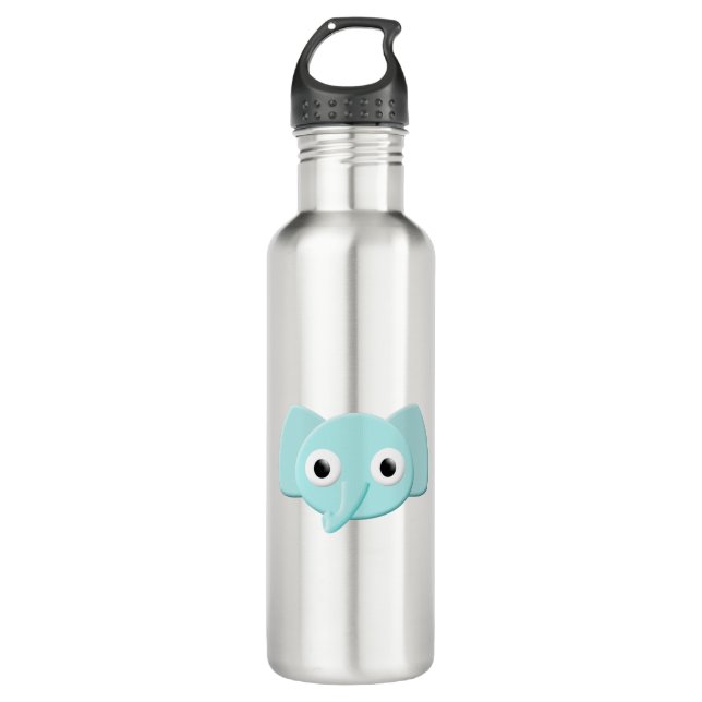 Baby Blue Elephant Zeichnend Edelstahlflasche (Vorderseite)