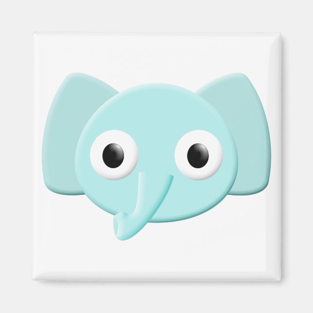Baby Blue Elephant Zeichnend Magnet (Vorne)