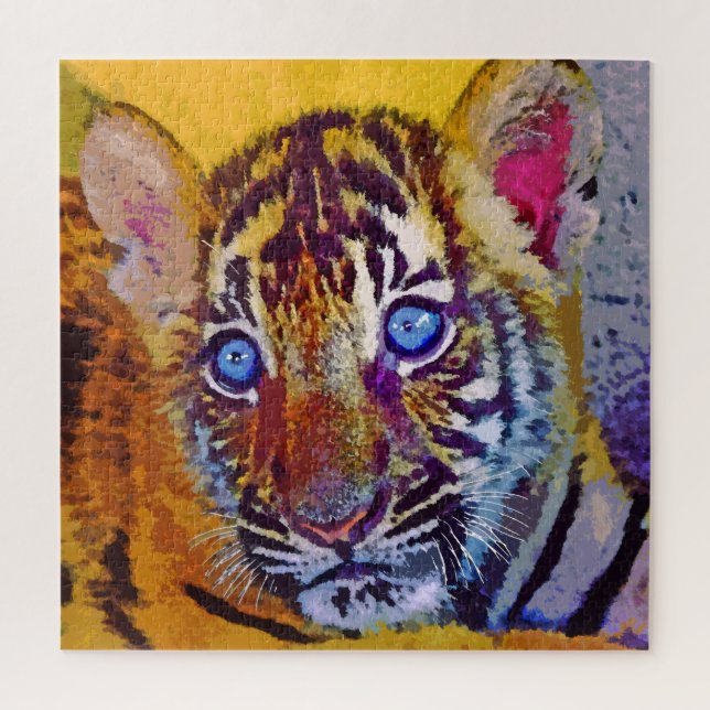 Baby Blue Eyes Tiger Cub Puzzle (Vertikal)