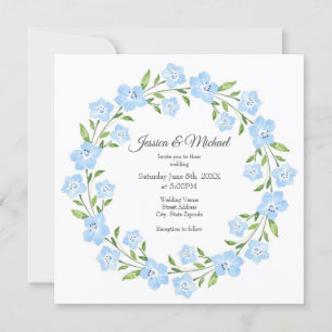 Baby Blue Eyes Watercolor Floral Wreath Einladung