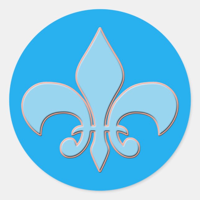 Baby Blue Fleur-de-lis Runder Aufkleber (Vorderseite)