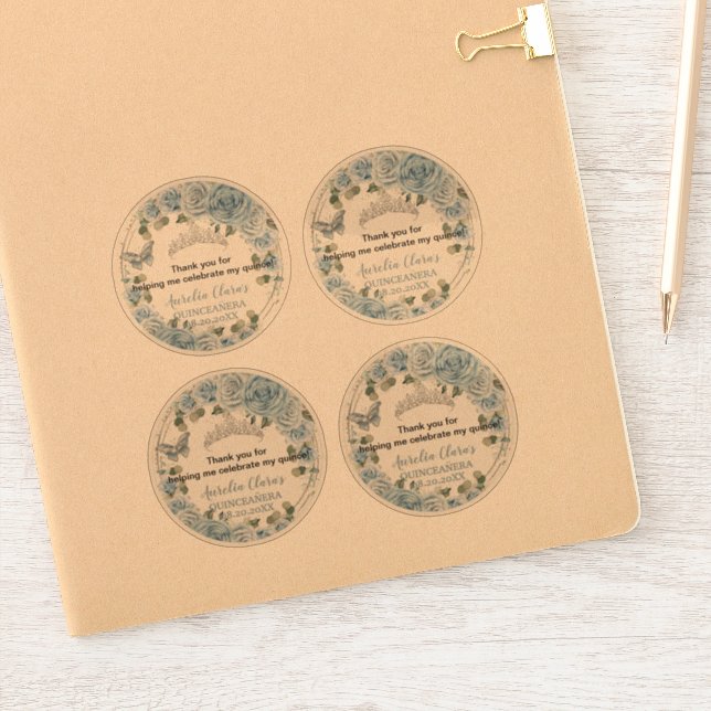 Baby Blue Floral Butterfells Transparente Aufklebe Aufkleber (Notizbuch)