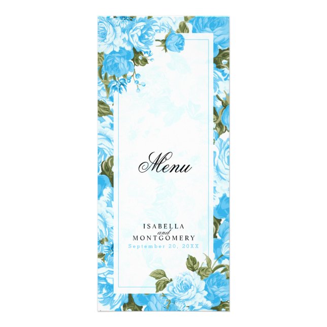 Baby Blue Floral Design - Menü (Vorne)