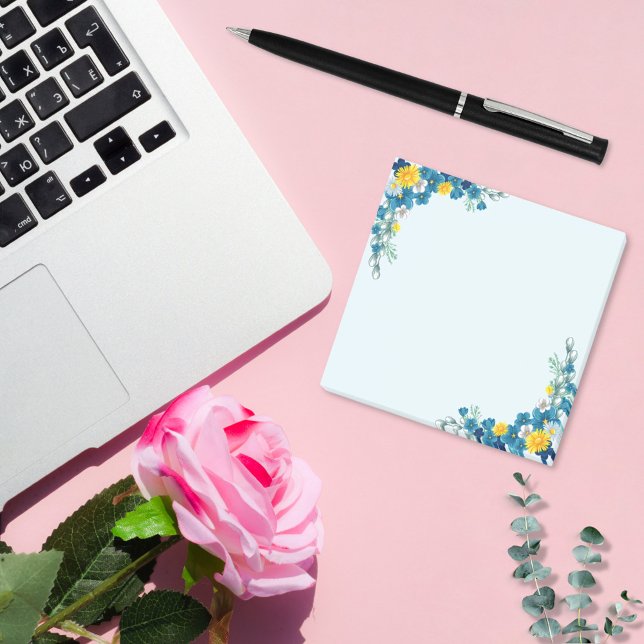 Baby Blue Floral Dream Post-it Klebezettel (Von Creator hochgeladen)