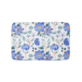 Baby Blue Floral Pattern Badematte