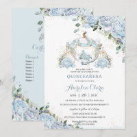 Baby Blue Floral Princess Coach Quinceanera Court