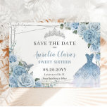 Baby Blue Floral Quinceanera 16 . Geburtstag Dress Save The Date<br><div class="desc">c) Das glückliche Cat Studio</div>