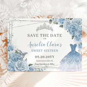 Baby Blue Floral Quinceanera 16 . Geburtstag Dress Save The Date