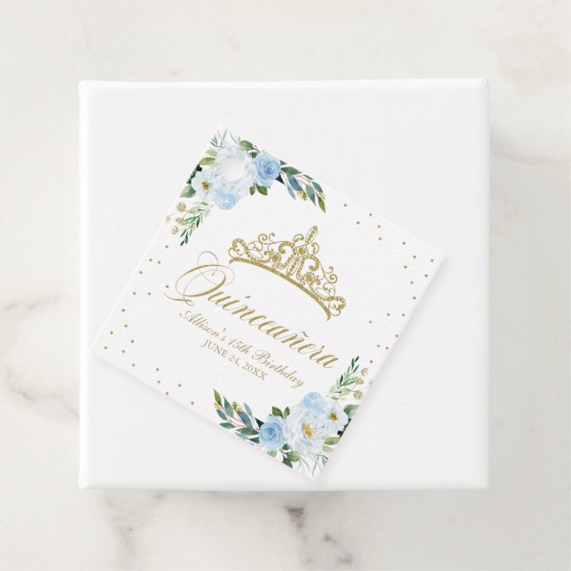 Baby Blue Floral Quinceanera Geschenkanhänger (Beispiel)