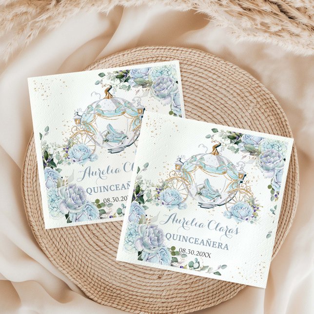 Baby Blue Floral Rose Princess Coach Quinceanera Serviette (Von Creator hochgeladen)