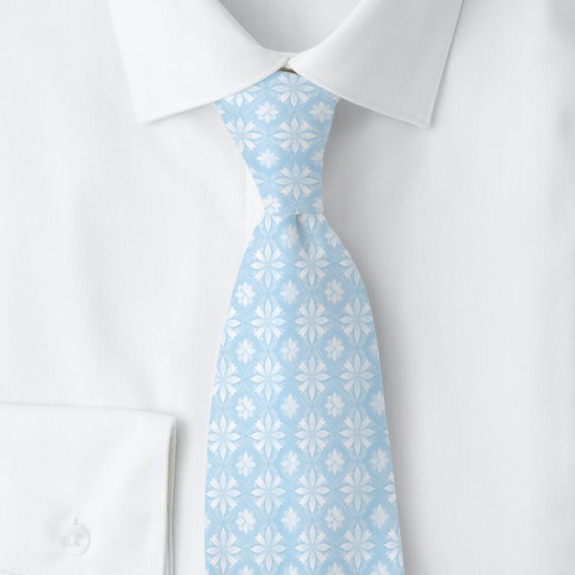 Baby Blue Geometrisch Blumig Krawatte (Von Creator hochgeladen)