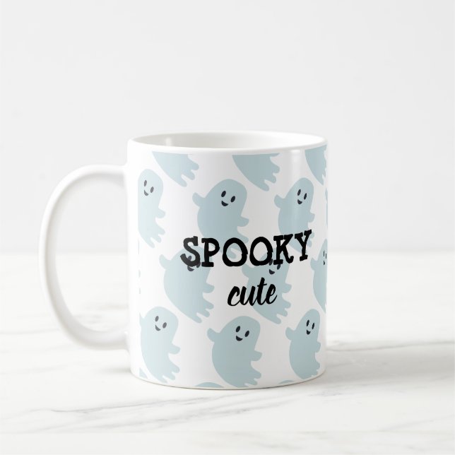 Baby Blue Ghost Halloween Spooky Niedlich Kaffeetasse (Links)