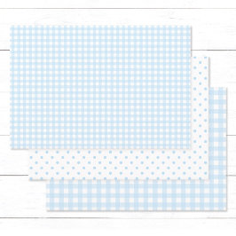 Baby Blue Gingham Gift Wraps mit Country Charme. Geschenkpapier Set