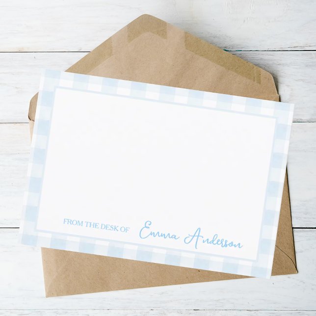 Baby Blue Gingham Personal Stationery Dankeskarte (Von Creator hochgeladen)