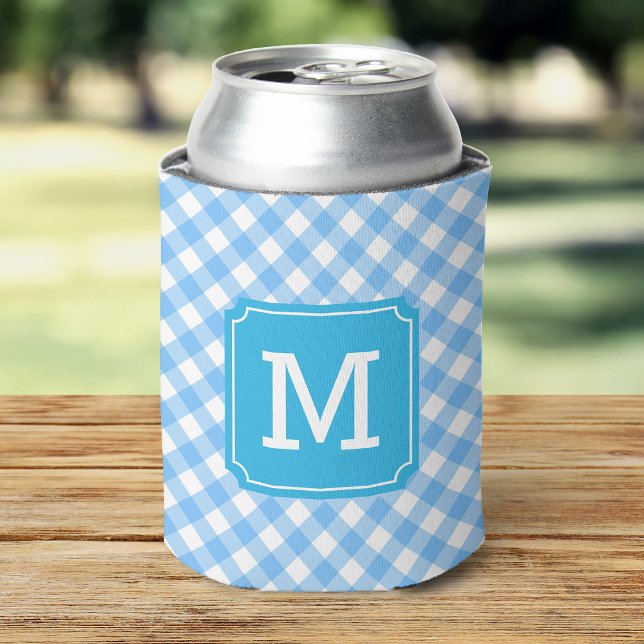 Baby Blue Gingham Personalize Monogram Dosenkühler (Von Creator hochgeladen)