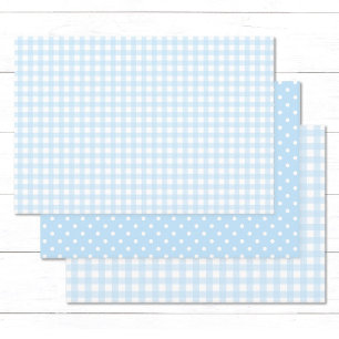 Baby Blue Gingham und Polka Dots. Geschenkpapier Set