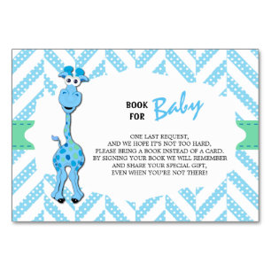 Baby Blue Giraffe Baby Boy Dusche   Buch mitbringe Tischnummer