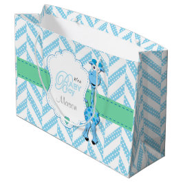 Baby Blue Giraffe Baby Dusche 2 Große Geschenktüte