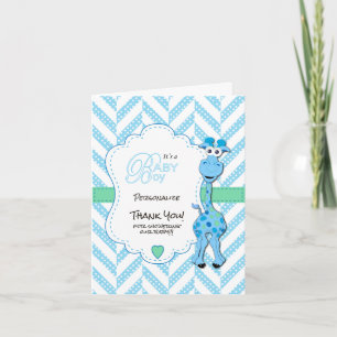 Baby Blue Giraffe Baby Dusche Dankeskarte