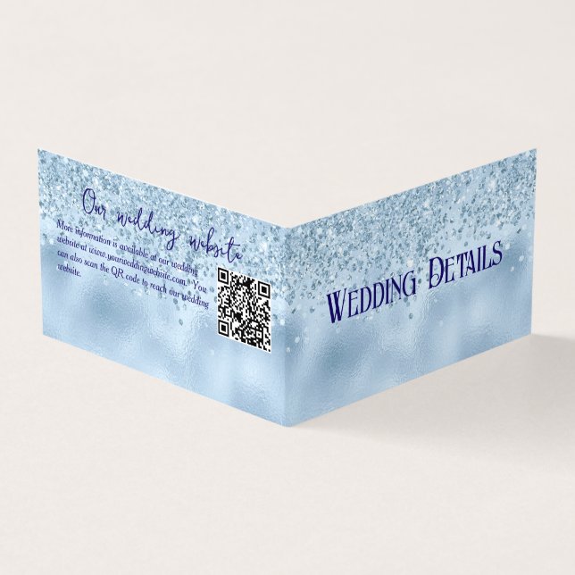 Baby Blue Glitzer and Foil Wedding Card Visitenkarten (Vorderseite)