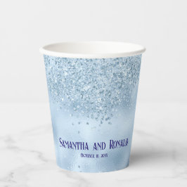 Baby Blue Glitzer & Foil Wedding Paper Cups Pappbecher