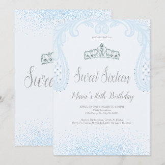 Baby Blue Glitzer & Lace, Sweet 16 Einladungen