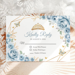 Baby Blue Gold Floral Quinceanera Antwort