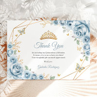 Baby Blue Gold Floral Quinceanera