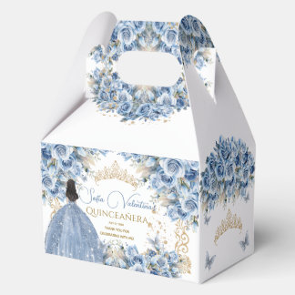 Baby Blue Gold Quinceanera Prinzessin Schmetterlin Geschenkschachtel