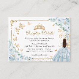 Baby Blue Gold Quinceanera Reception Details Begleitkarte