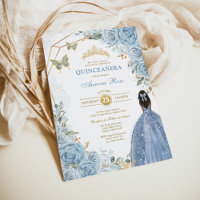 Baby Blue Gold Quinceñera Butterfly Princess