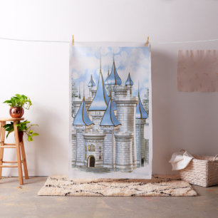 Baby Blue Gold Schloss Fotoautomaten Hintergrund Stoff