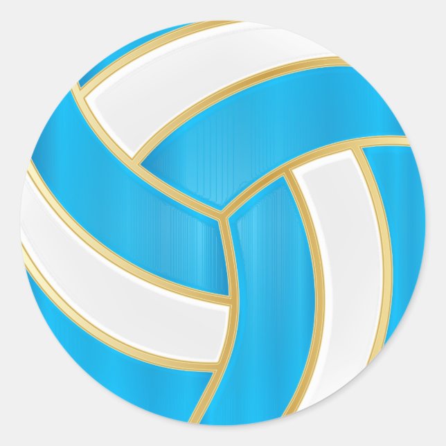 Baby Blue, Gold und White Volleyball Runder Aufkleber (Vorderseite)