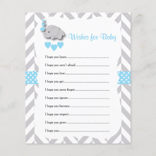 Baby Blue & Gray Elephant Baby Shower - Wünsche Flyer