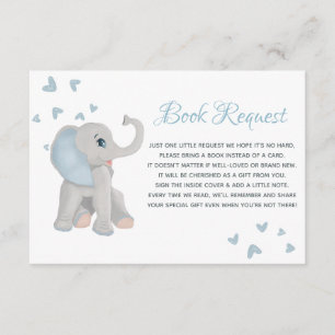 Baby Blue Grey Elephant Watercolor Buchanfrage Begleitkarte