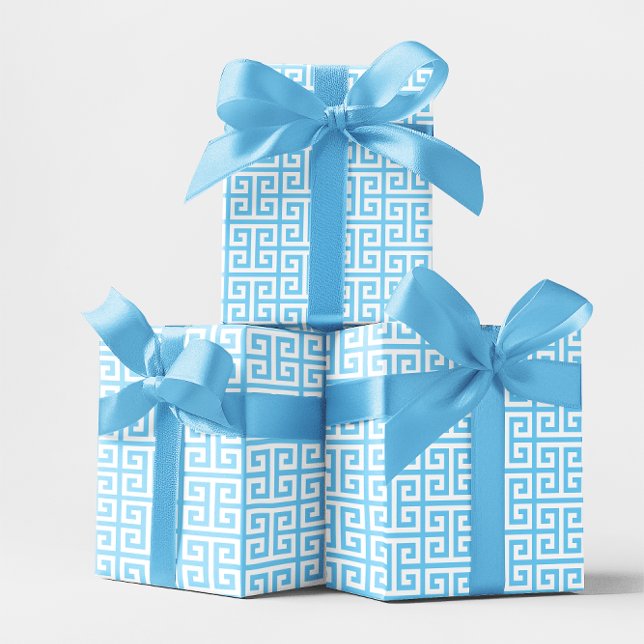 Baby Blue Griechisch Geschenkpapier Set (Baby Blue Greek Key Wrapping Paper Sheets)