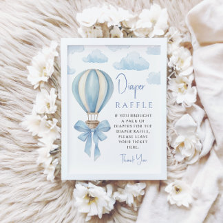 Baby Blue Heißluftballon-Windel-Raffle Jungen-Show Einladung