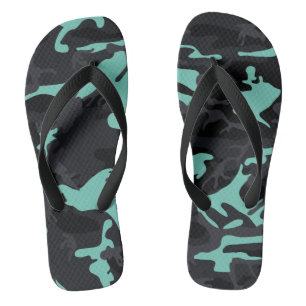 Baby Blue Highlights Camouflage Flip Flops