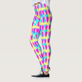 Baby Blue Hot Pink mellow gelbe Herzen Leggings