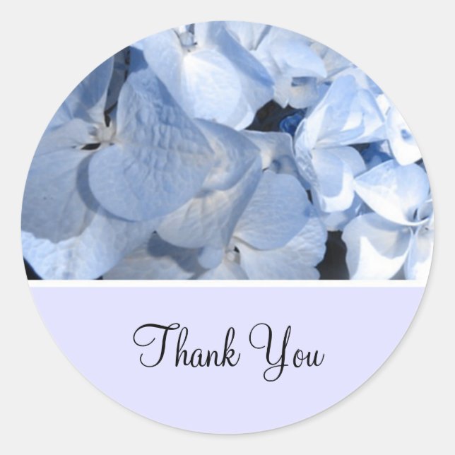 Baby Blue Hydrangea Thank You Runder Aufkleber (Vorderseite)