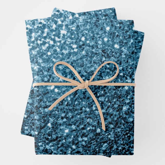 Baby Blue Imitats Glitzer Glitzern Geschenkpapier Set (Beispiel)