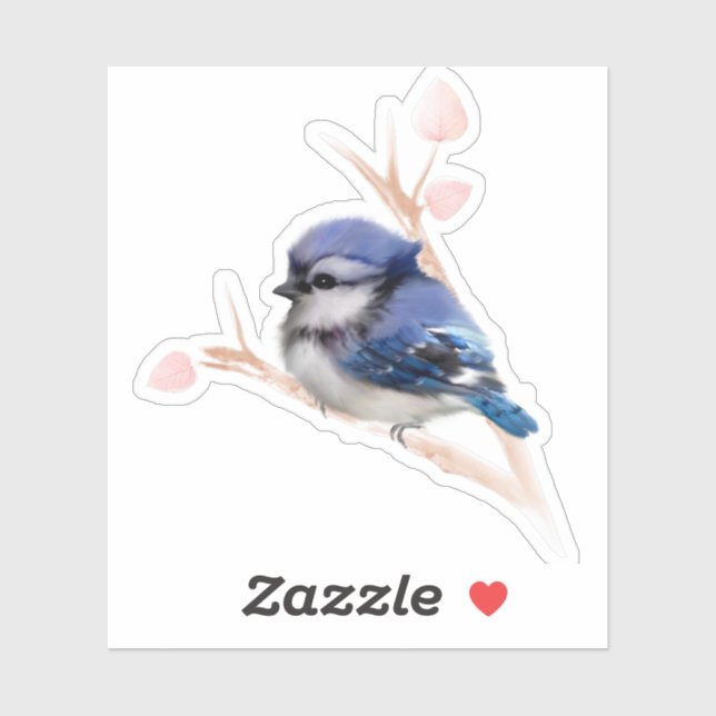 Baby Blue Jay Bird Custom-Cut Vinyl Sticker (Blatt)