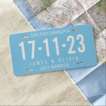 Baby Blue Just Married Custom Wedding US Nummernschild<br><div class="desc">Dieses Baby Blue Just Married Custom Wedding License Plate ist das perfekte Zubehör, um den besonderen Tag der Neuvermählten zu feiern. Mit seinem charmanten babyblauen Hintergrund und dem Sondertext "Just Married" fügt es jedem Fahrzeug eine personalisierte und fröhliche Touch hinzu, was es zu einem ansprechenden Sake für das glückliche Paar...</div>