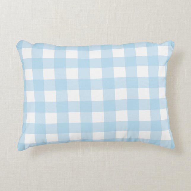 Baby Blue Kariert Dekokissen (Vorderseite)