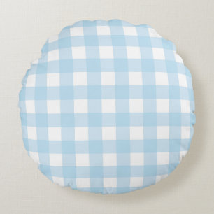 Baby Blue Kariert Rundes Kissen