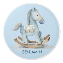 Baby Blue Kinderzimmer Rocking Horse Name Drawer Keramikknauf