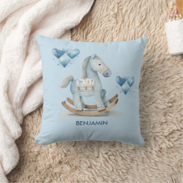 Baby Blue Kinderzimmer Rocking Horse Name Kissen