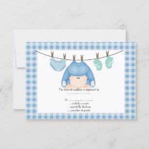 Baby Blue Line Baby uAwg Schachbretts RSVP Karte